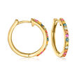.50 ct. t.w. Multicolored Sapphire and .30 ct. t.w. White Zircon Celestial Hoop Drop Earrings in 18kt Gold Over Sterling