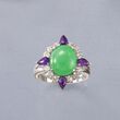Green Jade and .80 ct. t.w. Amethyst Ring with .80 ct. t.w. White Topaz in Sterling Silver