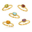 2.20 ct. t.w. Gemstone Jewelry Set: Five Twisted Rings in 18kt Gold Over Sterling
