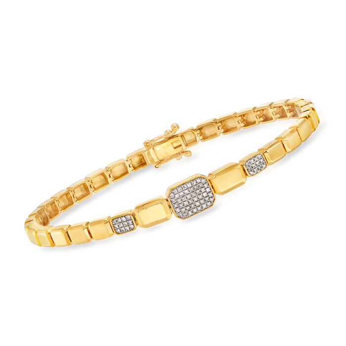.20 ct. t.w. Diamond Rectangular-Link Bracelet in 18kt Gold Over Sterling