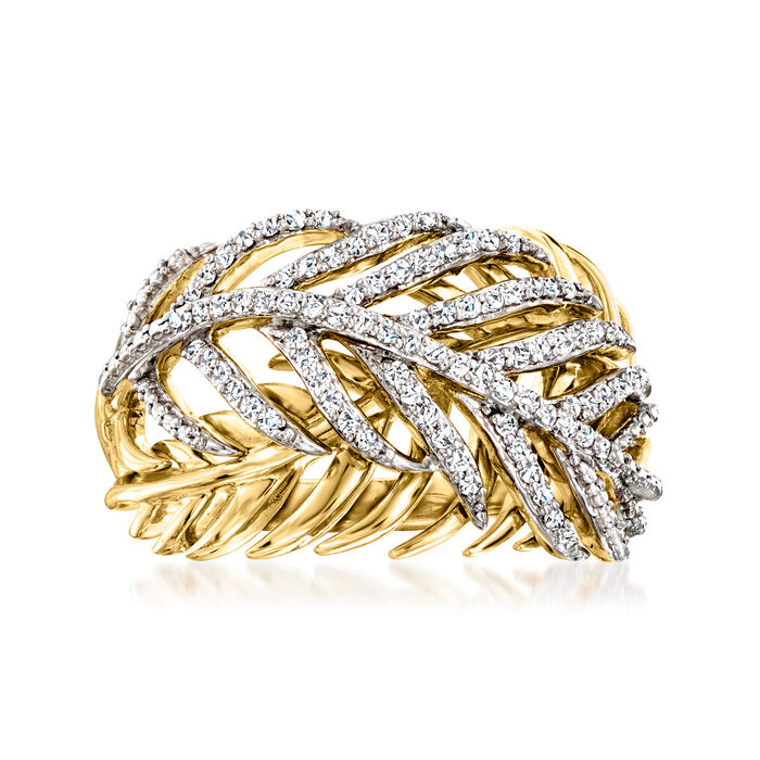 .25 ct. t.w. Diamond Feather Ring in 18kt Gold Over Sterling