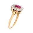 C. 1920 Vintage 1.00 Carat Pink Tourmaline and .25 ct. t.w. Diamond Ring in 14kt Yellow Gold