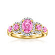 2.00 ct. t.w. Pink Sapphire and .19 ct. t.w. Diamond Ring in 14kt Yellow Gold