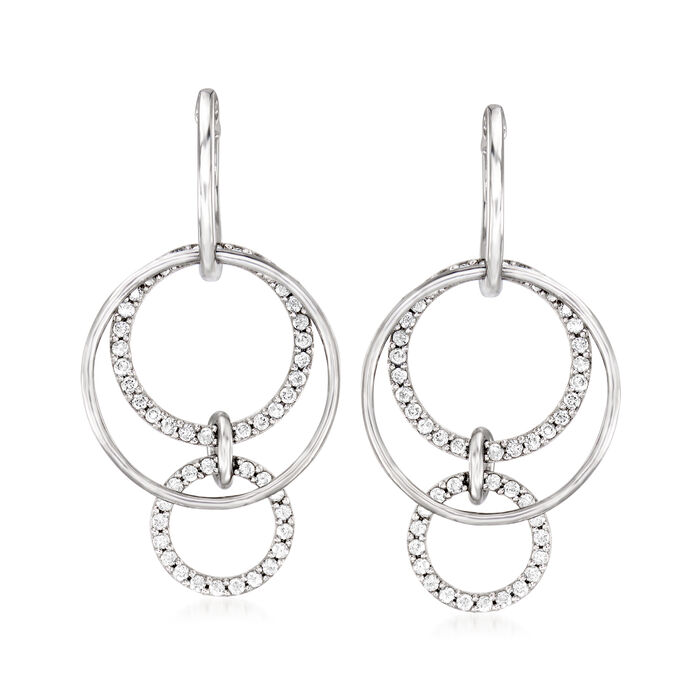 1.00 ct. t.w. Diamond Multi-Circle Hoop Drop Earrings in Sterling Silver