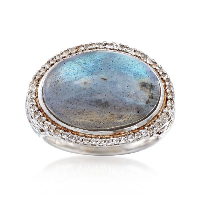 Labradorite and .20 ct. t.w. White Topaz Ring in Sterling Silver
