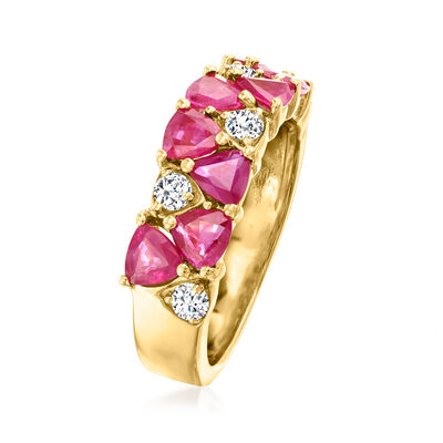 2.00 ct. t.w. Ruby and .40 ct. t.w. Diamond Ring in 14kt Yellow Gold