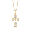 Child's .18 ct. t.w. CZ Cross Pendant Necklace in 14kt Yellow Gold
