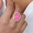 20.00 Carat Pink Topaz and .52 ct. t.w. Diamond Ring in 14kt Yellow Gold