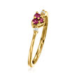 .10 ct. t.w. Rhodolite Garnet Heart Ring with Diamond Accents in 14kt Yellow Gold