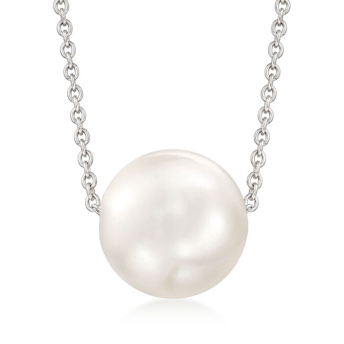 12mm Shell Pearl Necklace in Sterling Silver
