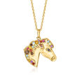 .66 ct. t.w. Multi-Gemstone Horse Pendant Necklace in 18kt Gold Over Sterling