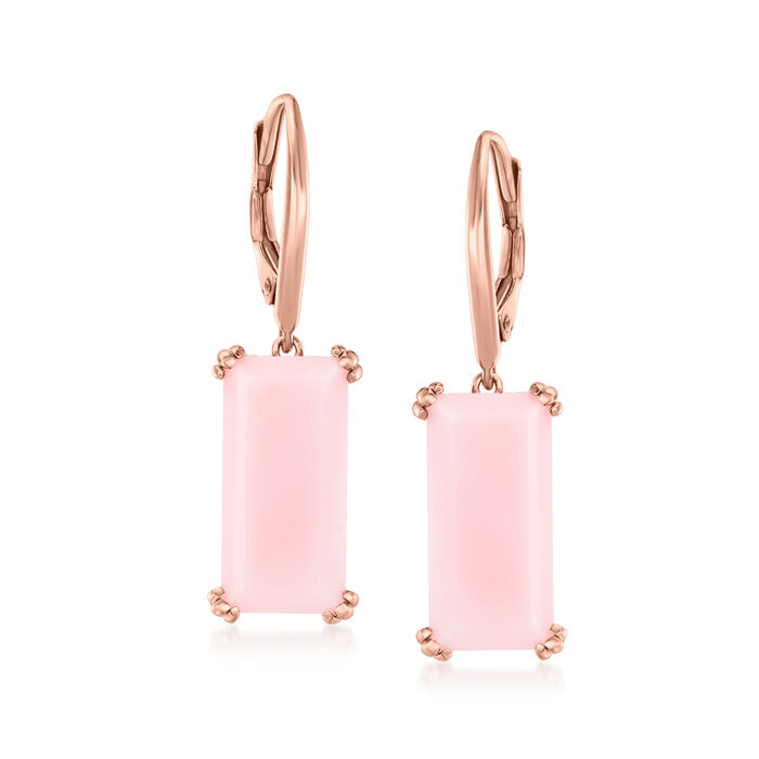 Pink Opal Drop Earrings in 18kt Rose Gold Over Sterling