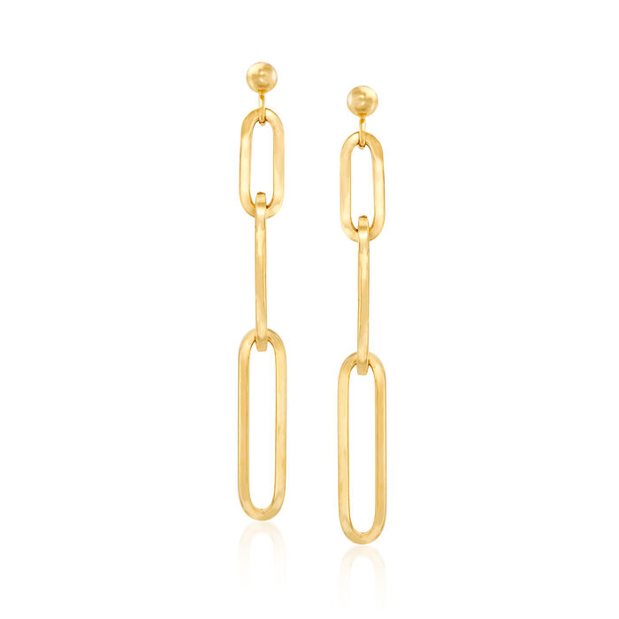 Italian 18kt Gold Over Sterling Paper Clip Link Linear Drop Earrings
