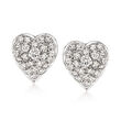 C. 1990 Vintage 1.00 ct. t.w. Diamond Heart Earrings in 14kt White Gold