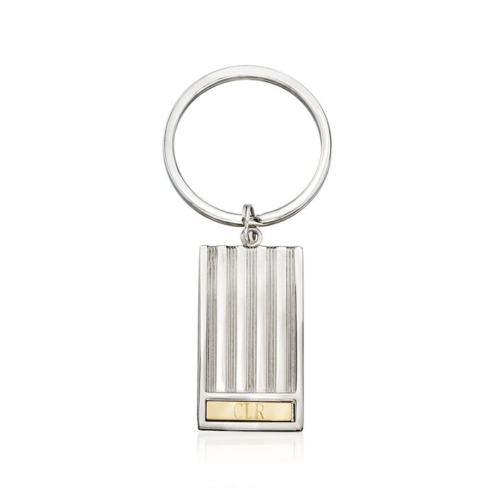 Sterling Silver and 14kt Yellow Gold Three-Initial Rectangle Keychain