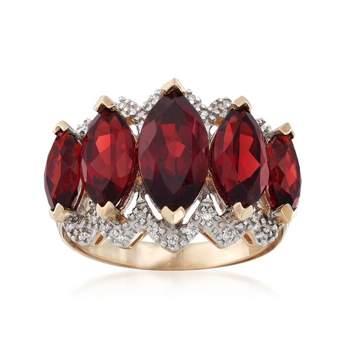 7.20 ct. t.w. Garnet and .12 ct. t.w. Diamond Ring in 14kt Yellow Gold