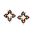 Roberto Coin &quot;Venetian Princess&quot; .71 ct. t.w. Black and White Diamond Flower Earrings in 18kt Rose Gold