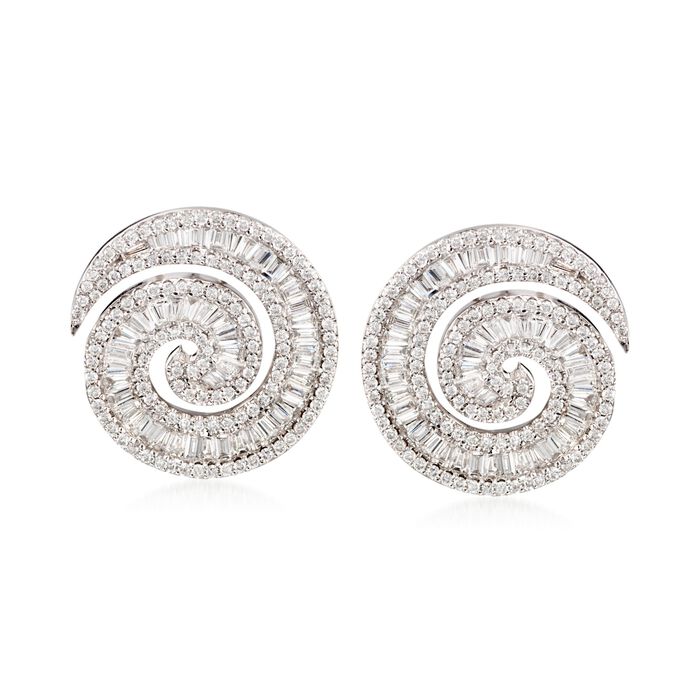 2.75 ct. t.w. Diamond Swirl Earrings in 18kt White Gold