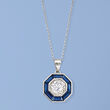 1.50 Carat CZ and 1.20 ct. t.w. Simulated Sapphire Pendant Necklace in Sterling Silver
