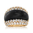 C. 2000 Vintage Black Onyx and 2.50 ct. t.w. White Topaz Ring in 14kt Yellow Gold