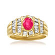 C. 1980 Vintage .95 Carat Ruby and 1.00 ct. t.w. Diamond Ring in 18kt Yellow Gold