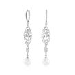 8-8.5mm Cultured Pearl and .37 ct. t.w. Diamond Drop Earrings in 14kt White Gold