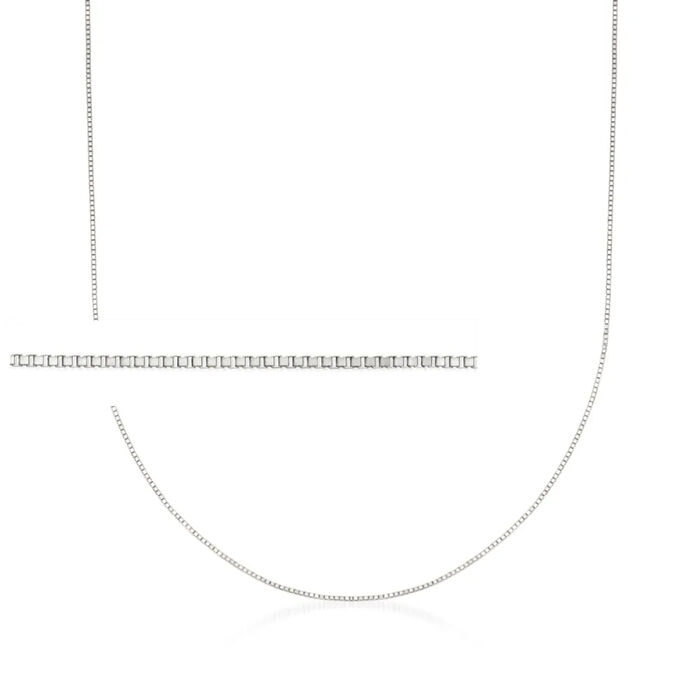 0.6mm 14kt White Gold Box Chain Necklace