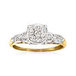 C. 1950 Vintage .35 ct. t.w. Diamond Cluster Ring in Platinum and 14kt Yellow Gold