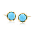 Italian Simulated Turquoise Stud Earrings in 14kt Yellow Gold 