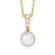 Mikimoto 8mm A+ Akoya Pearl Necklace with .12 ct. t.w. Diamonds in 18kt Yellow Gold