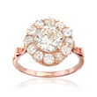 C. 1930 Vintage 2.63 ct. t.w. Diamond Cluster Ring in 14kt Rose Gold