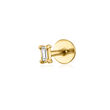 Baguette Diamond-Accented Single Flat-Back Stud Earring in 14kt Yellow Gold