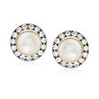 11-12mm Cultured Pearl and 3.90 ct. t.w. White Topaz Clip-On Earrings in Sterling Silver and 14kt Yellow Gold