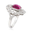 C. 1980 Vintage 3.12 Carat Pink Tourmaline and .55 ct. t.w. Diamond Ring in 14kt White Gold