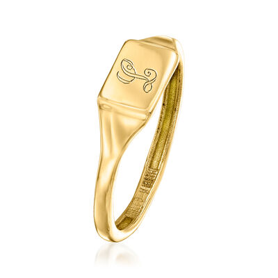Italian 14kt Yellow Gold Personalized Rectangular Signet Ring