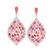 24.95 ct. t.w. Multicolored CZ Drop Earrings in 18kt Rose Gold Over Sterling