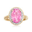 5.25 Carat Pink Topaz and .21 ct. t.w. Diamond Ring in 14kt Yellow Gold