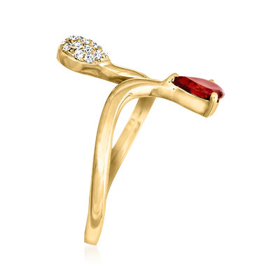 .50 Carat Garnet and .10 ct. t.w. Diamond Bypass Ring in 14kt Yellow Gold