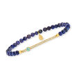 Lapis and .10 ct. t.w. CZ Evil Eye Stretch Bracelet in 18kt Gold Over Sterling
