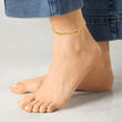 10kt Yellow Gold Heart Station Anklet