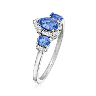 Le Vian .70 ct. t.w. Blueberry Sapphire Ring with .11 ct. t.w. Vanilla Diamonds in 14kt Vanilla Gold