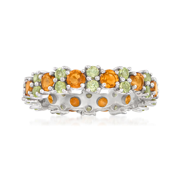 1.20 ct. t.w. Citrine and 1.10 ct. t.w. Peridot Eternity Band in Sterling Silver