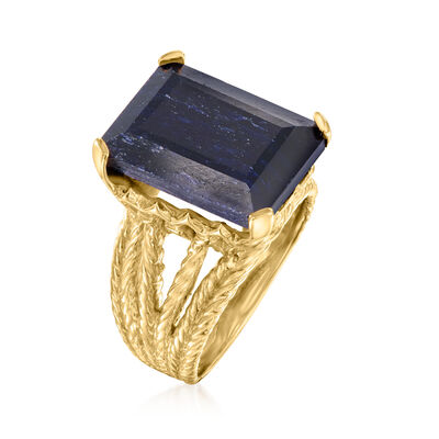 15.00 Carat Sapphire Multi-Row Ring in 18kt Gold Over Sterling