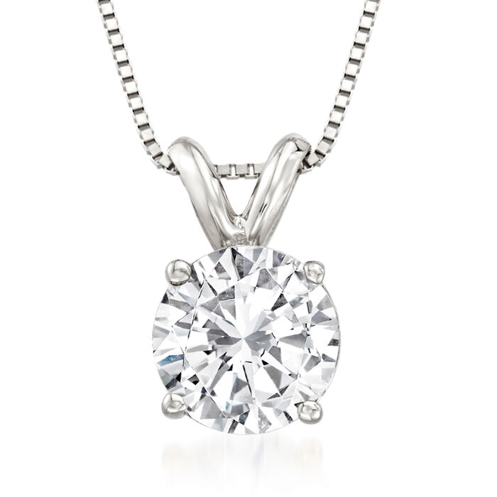 1.00 Carat Diamond Solitaire Necklace in 14kt White Gold
