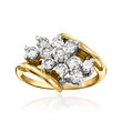 C. 1980 Vintage 1.05 ct. t.w. Diamond Cluster Ring in 14kt Yellow Gold