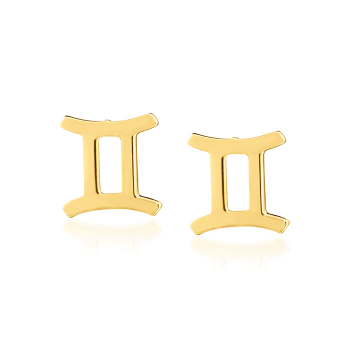 Italian 14kt Yellow Gold Zodiac Stud Earrings