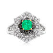 .40 Carat Emerald Ring with .26 ct. t.w. Black and White Diamonds in 14kt Two-Tone Gold