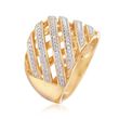 Two-Tone Sterling Silver Layered Crisscross Ring with Diamond Accent