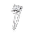 C. 1990 Vintage Giantti .30 ct. t.w. Diamond Cluster Square Ring in 18kt White Gold