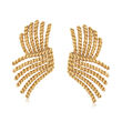C. 1980 Vintage Tiffany Jewelry 18kt Yellow Gold Rope Wing Clip-On Earrings 